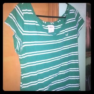 Green and White Striped Hollister Tee